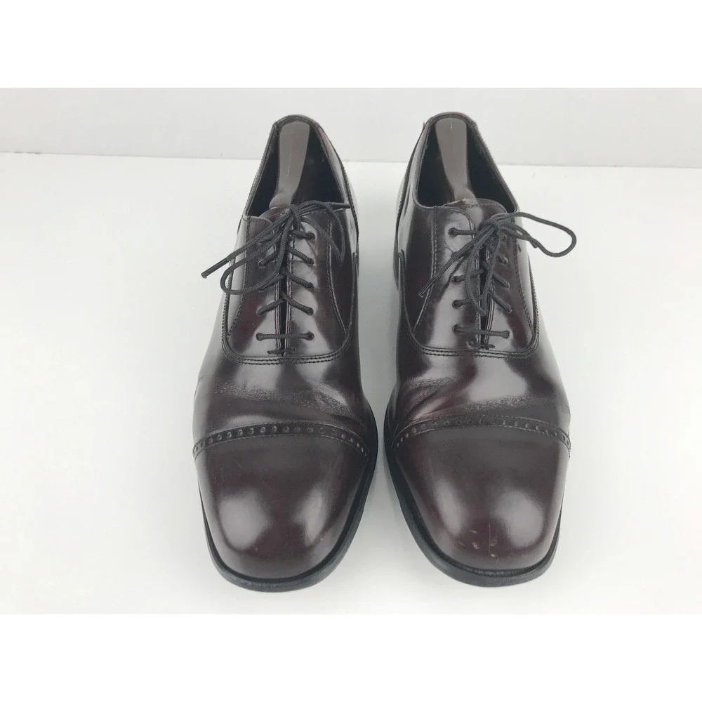 Florsheim Oxford Mens Cap Toe Dress Shoes Leather Dark Brown‎ Lace Up 9.5 EEE